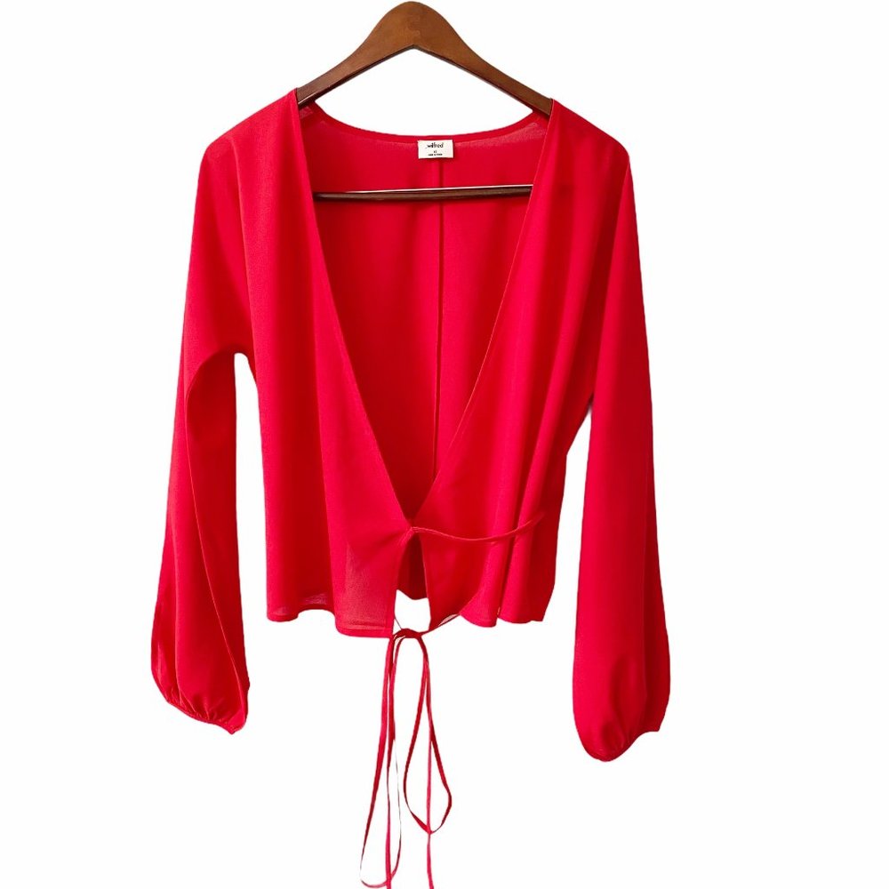 Aritzia Wilfred Red Waist Tie Wrap Shirt Size XS